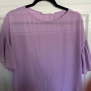 Amanda Uprichard Lavender Ruffle Sleeve Top